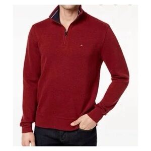 Tommy Hilfiger 1/4 zip sweater pullover Burgundy Red size Medium NWT Casual